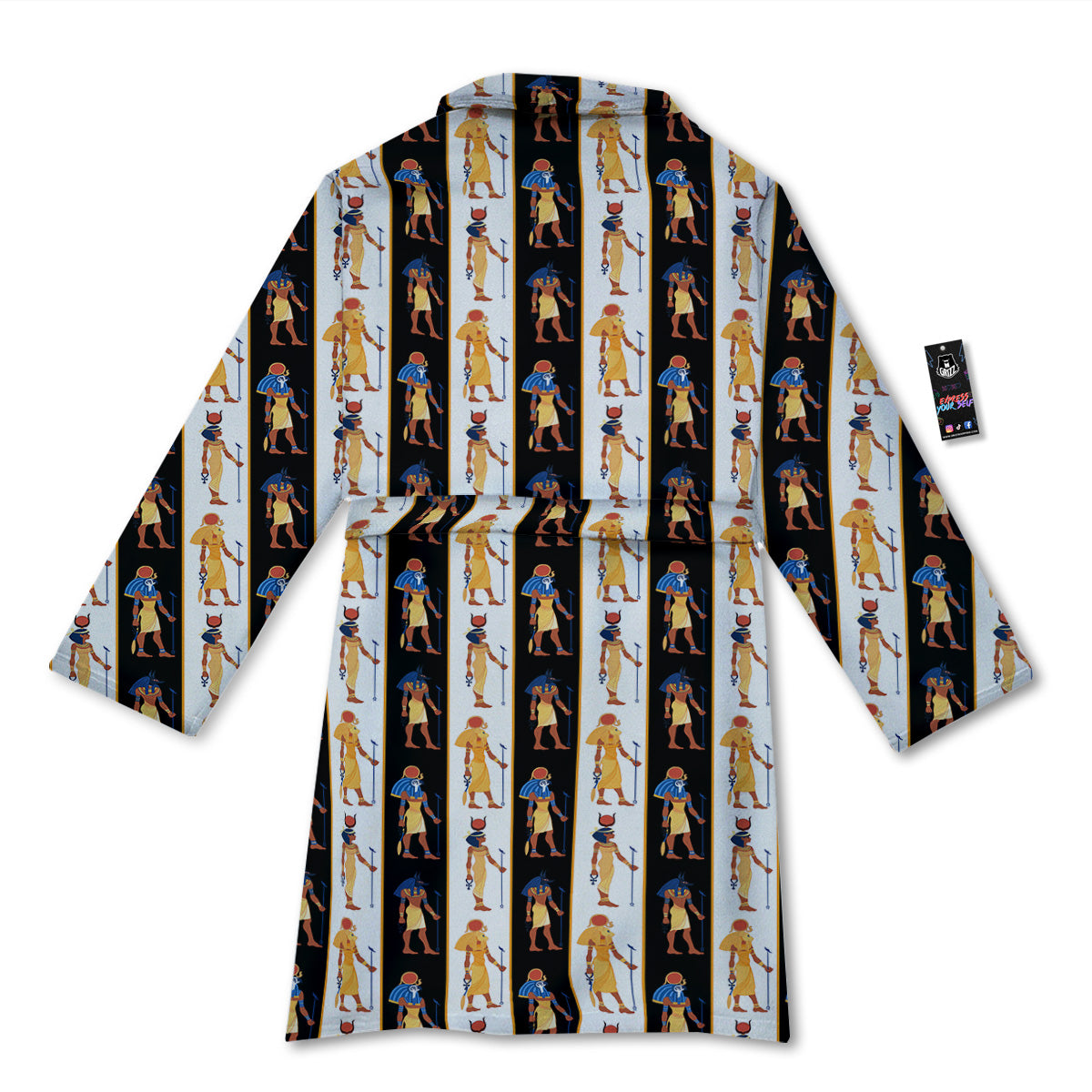 Ancient Egypt Stripe Print Pattern Bathrobe-grizzshop