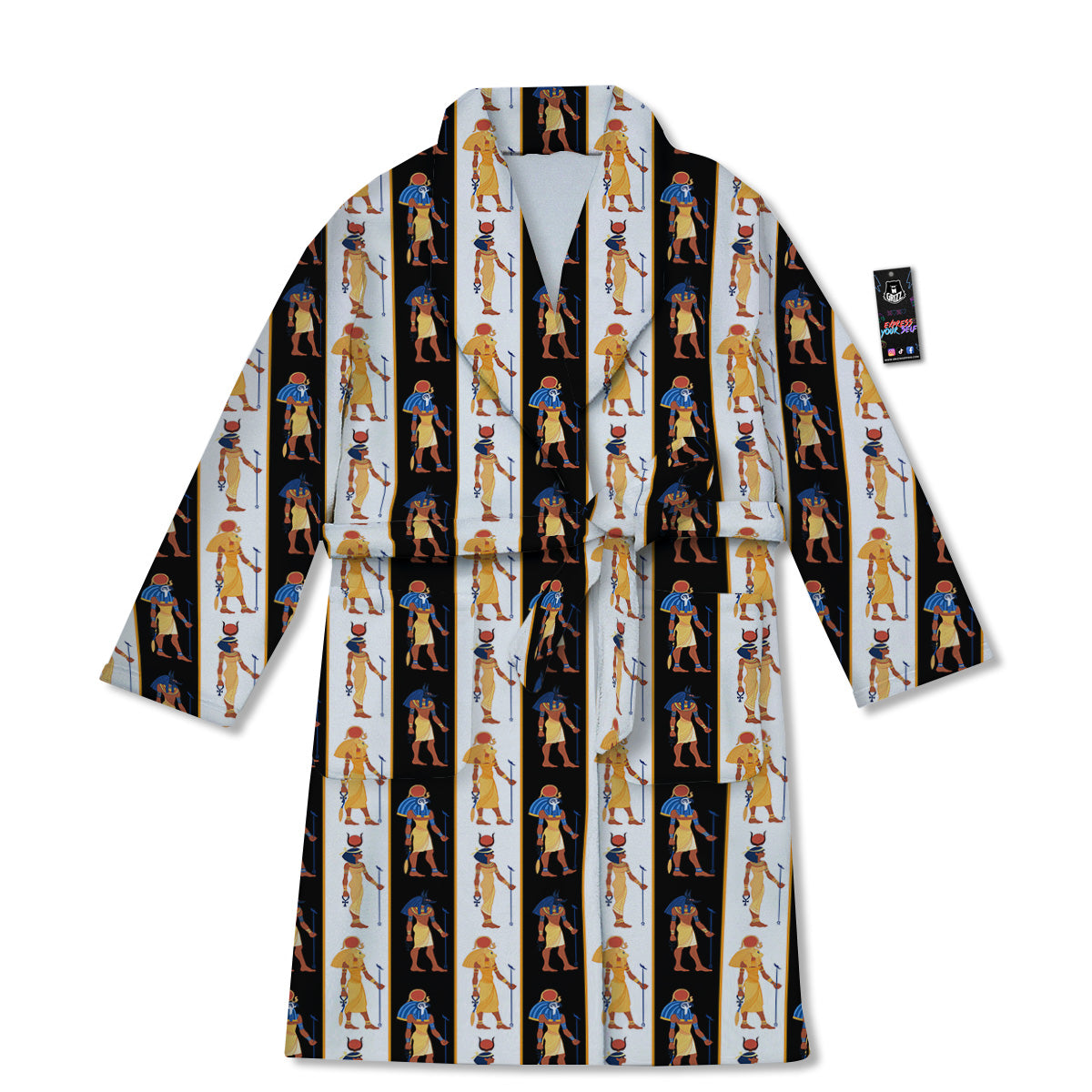 Ancient Egypt Stripe Print Pattern Bathrobe-grizzshop