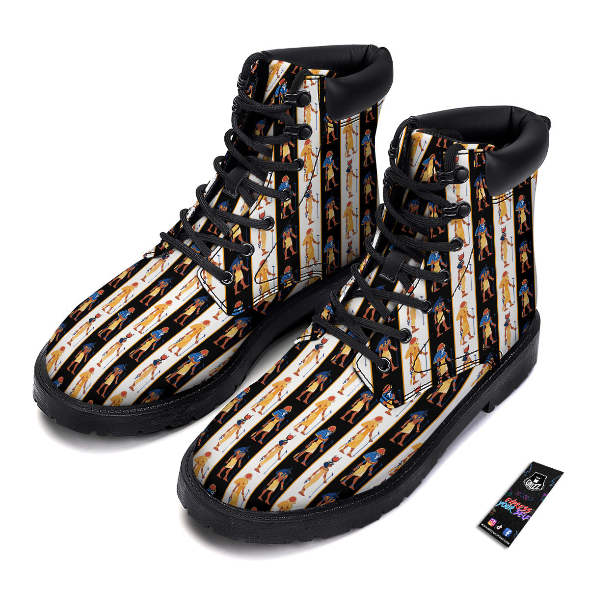 Ancient Egypt Stripe Print Pattern Boots-grizzshop
