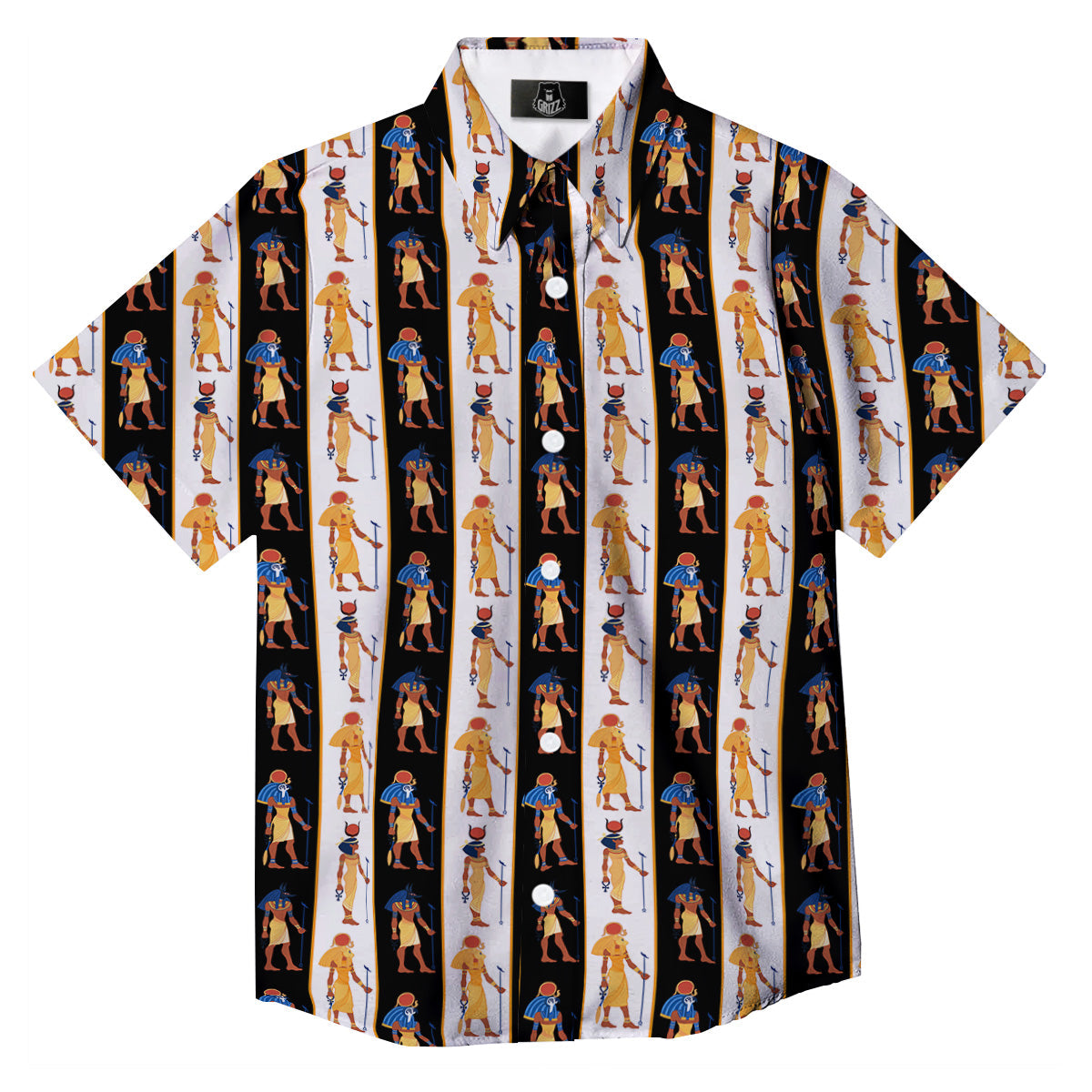Ancient Egypt Stripe Print Pattern Button Up Shirt-grizzshop