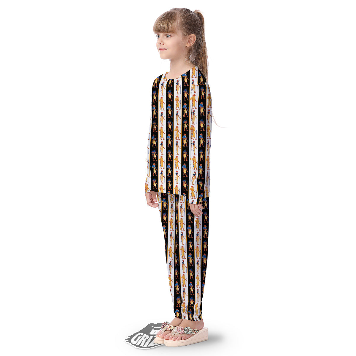 Ancient Egypt Stripe Print Pattern Kid's Pajamas-grizzshop