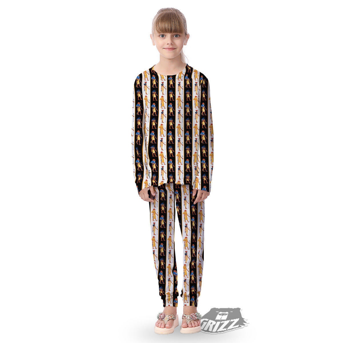 Ancient Egypt Stripe Print Pattern Kid's Pajamas-grizzshop