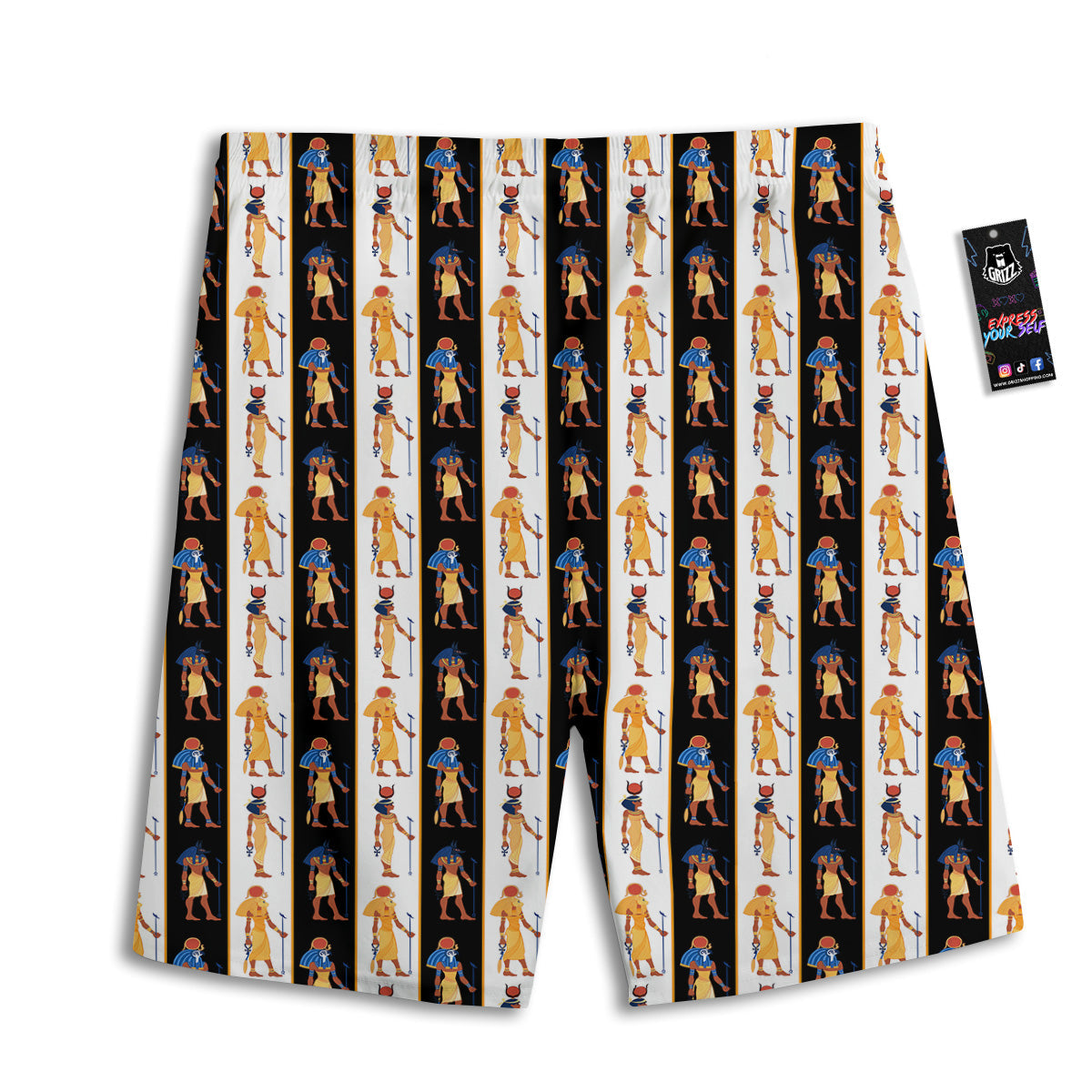 Ancient Egypt Stripe Print Pattern Men's Athletic Shorts