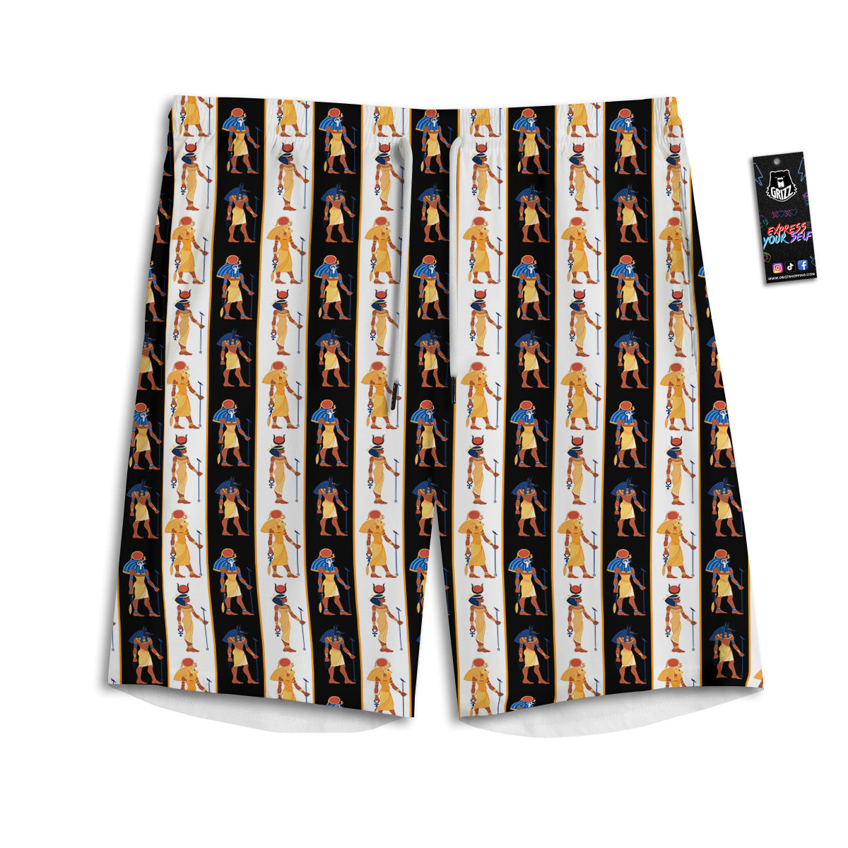 Ancient Egypt Stripe Print Pattern Men's Athletic Shorts