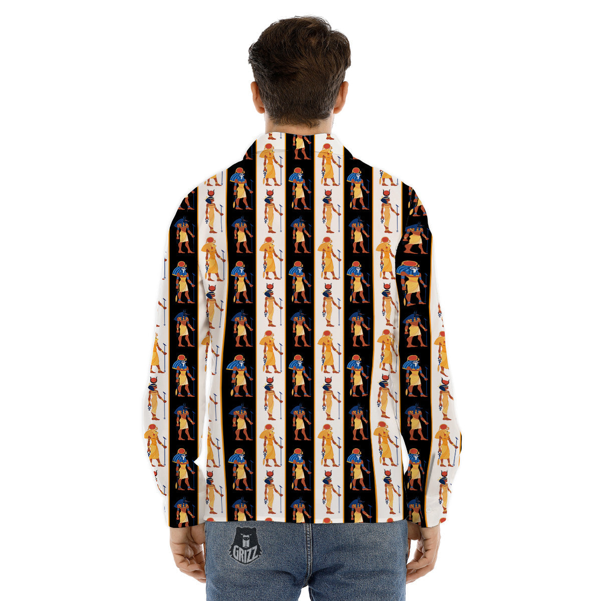 Ancient Egypt Stripe Print Pattern Men's Dress Shirts-grizzshop