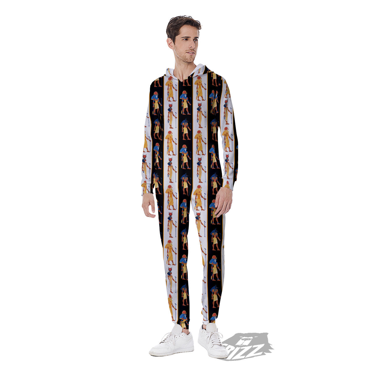 Ancient Egypt Stripe Print Pattern Men's Jumpsuit-grizzshop