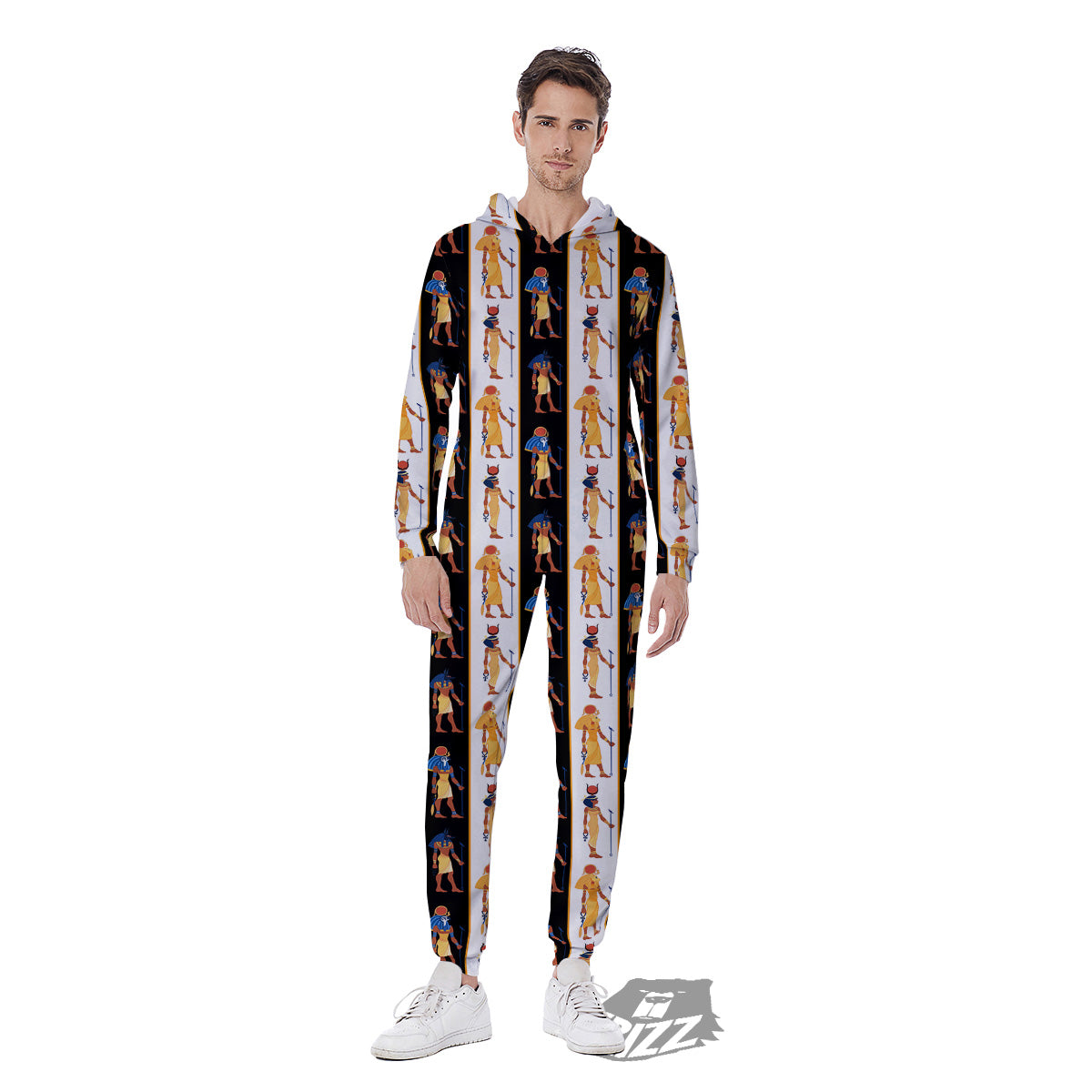 Ancient Egypt Stripe Print Pattern Men's Jumpsuit-grizzshop