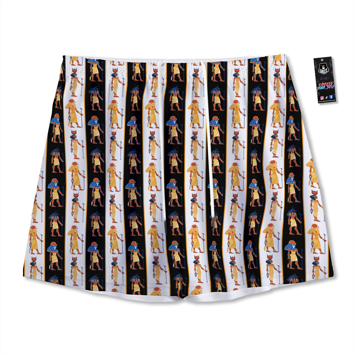 Brown Raccoon Cartoon Cute Print Pattern Mesh Shorts