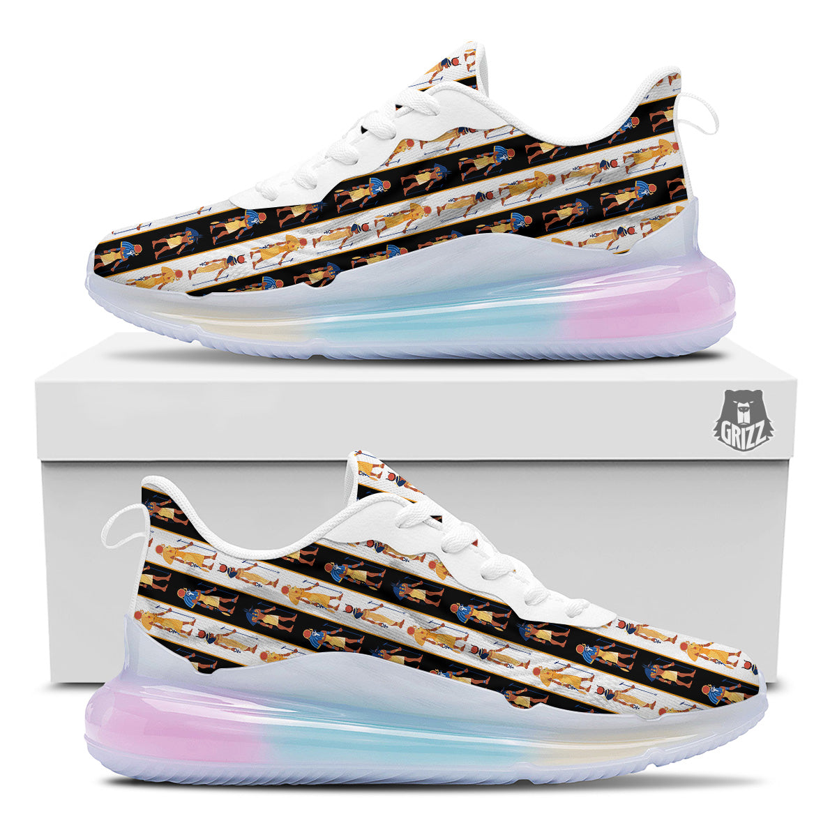 Ancient Egypt Stripe Print Pattern Running Sneakers-grizzshop