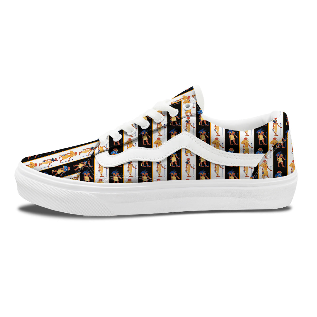 Ancient Egypt Stripe Print Pattern Skate Shoes-grizzshop