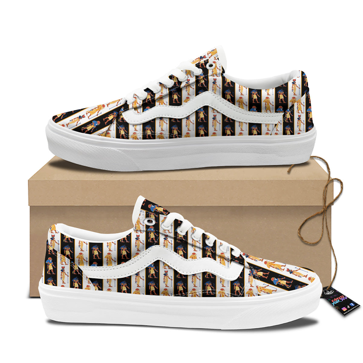 Ancient Egypt Stripe Print Pattern Skate Shoes-grizzshop