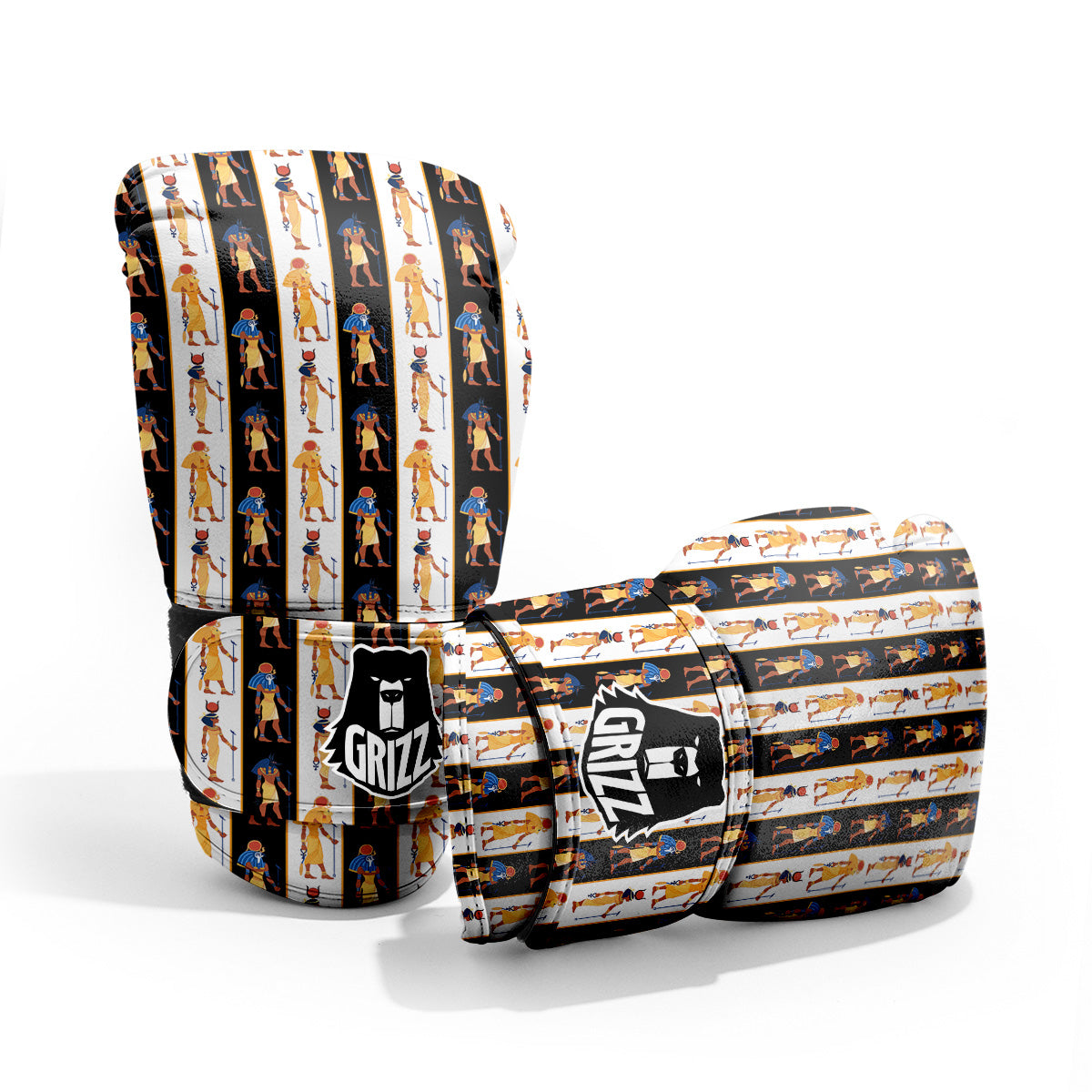 Ancient Egypt Stripe Print Pattern Pro Boxing Glove