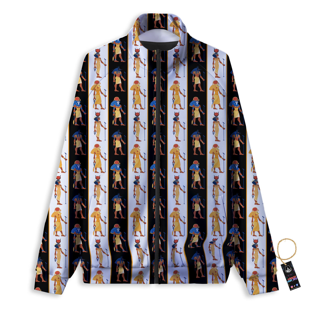 Ancient Egypt Stripe Print Pattern Track Jacket-grizzshop