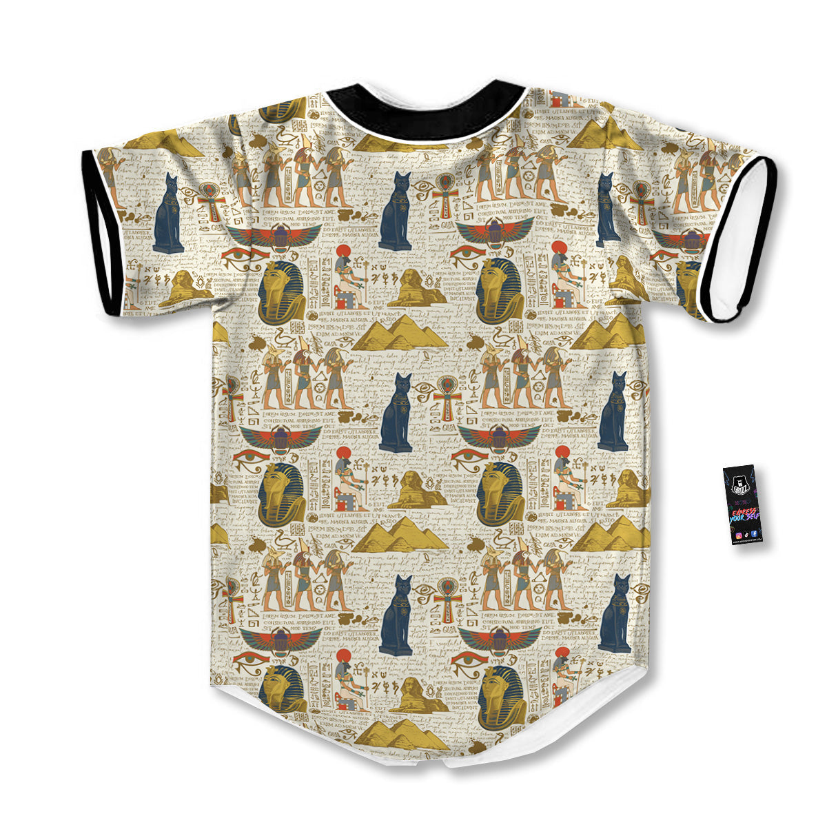 Ancient Egypt Text Print Pattern Baseball Jersey-grizzshop