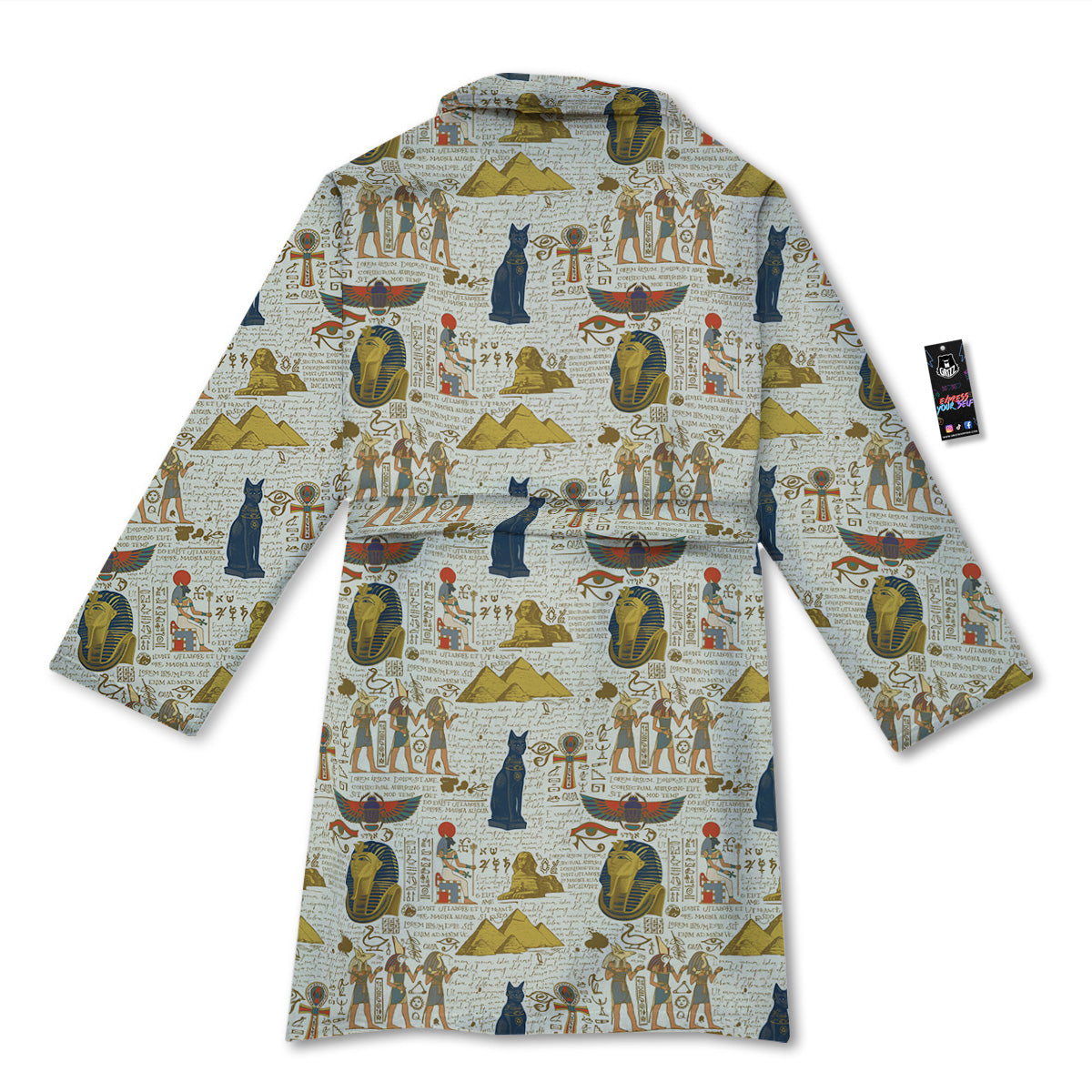 Ancient Egypt Text Print Pattern Bathrobe-grizzshop