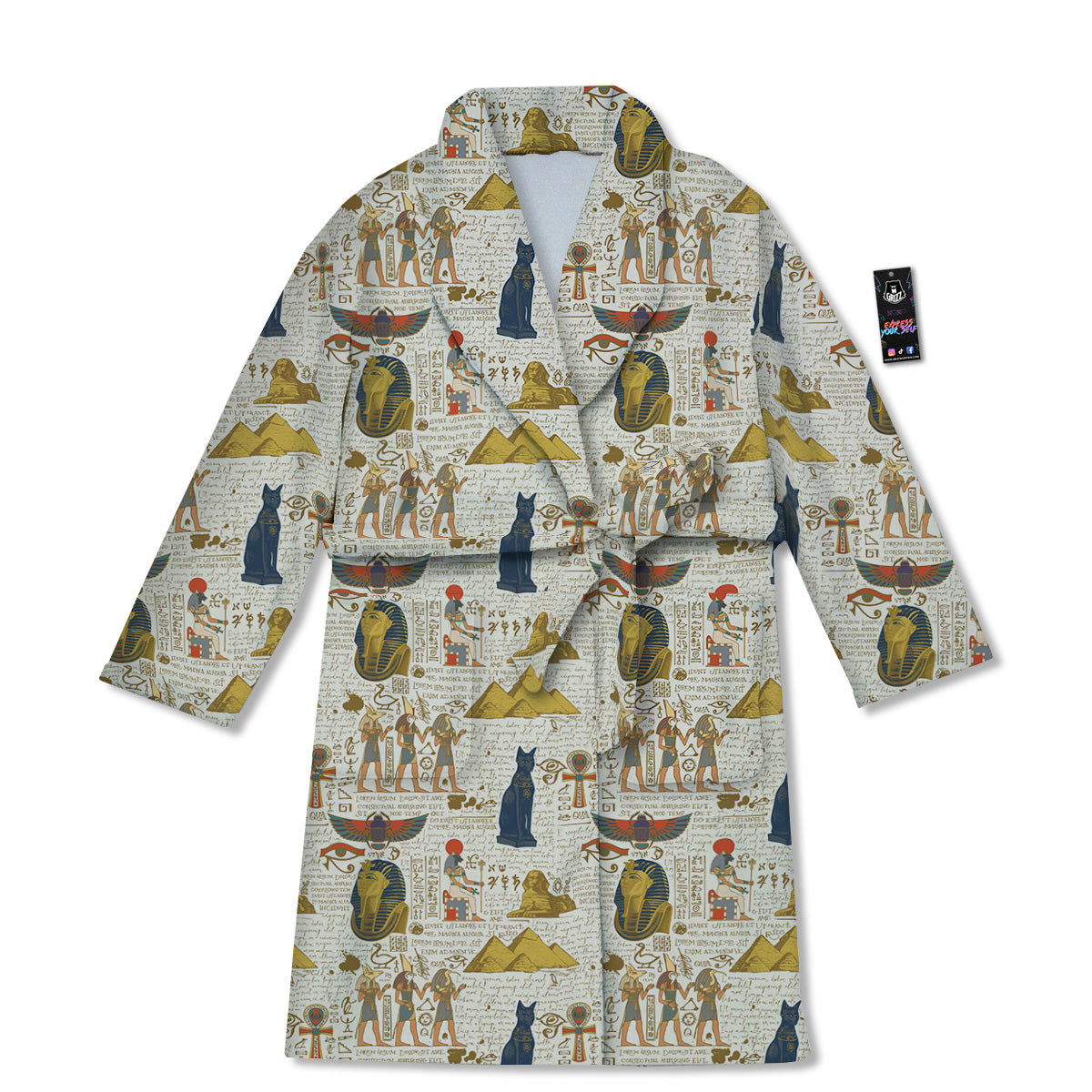 Ancient Egypt Text Print Pattern Bathrobe-grizzshop