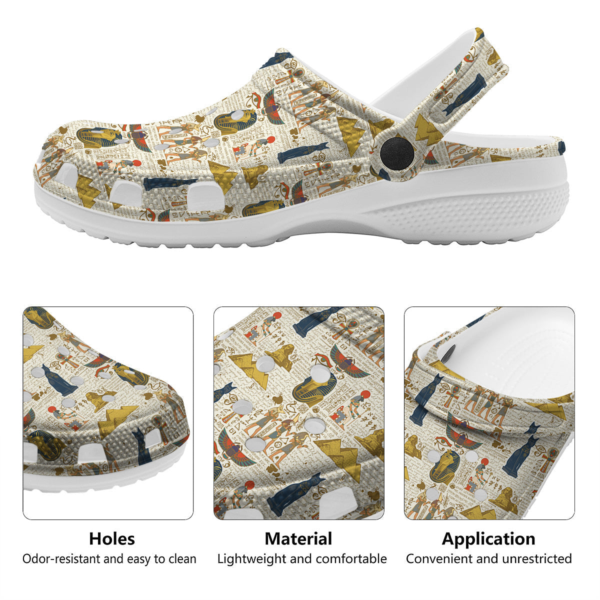 Ancient Egypt Text Print Pattern Clog-grizzshop