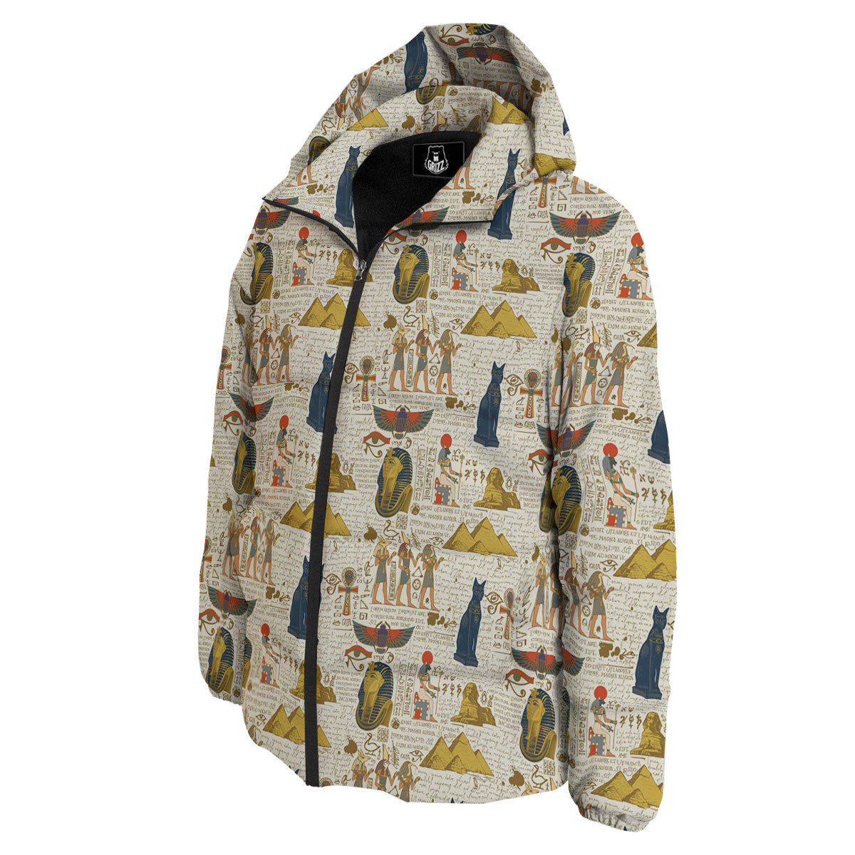 Ancient Egypt Text Print Pattern Down Jacket-grizzshop