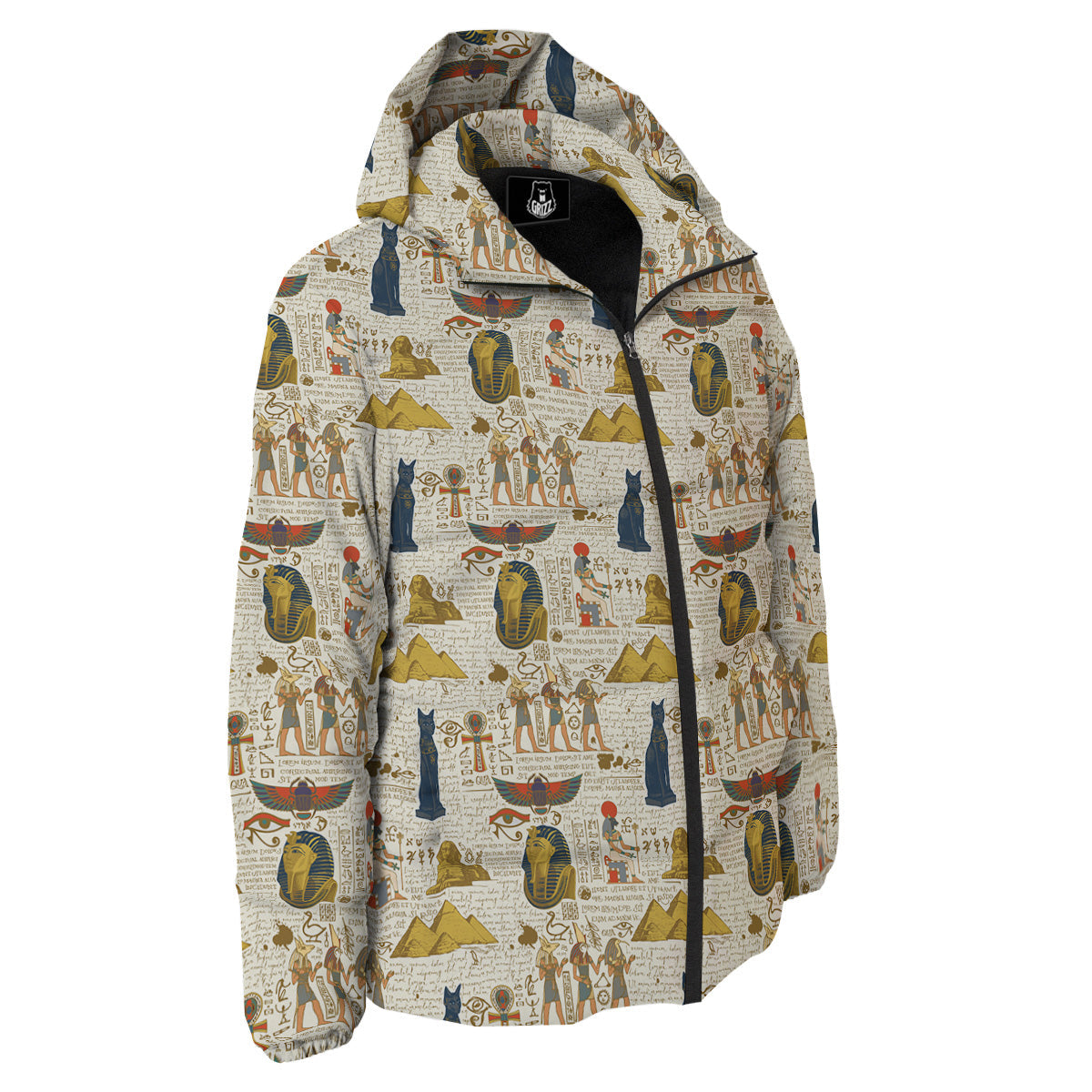 Ancient Egypt Text Print Pattern Down Jacket-grizzshop