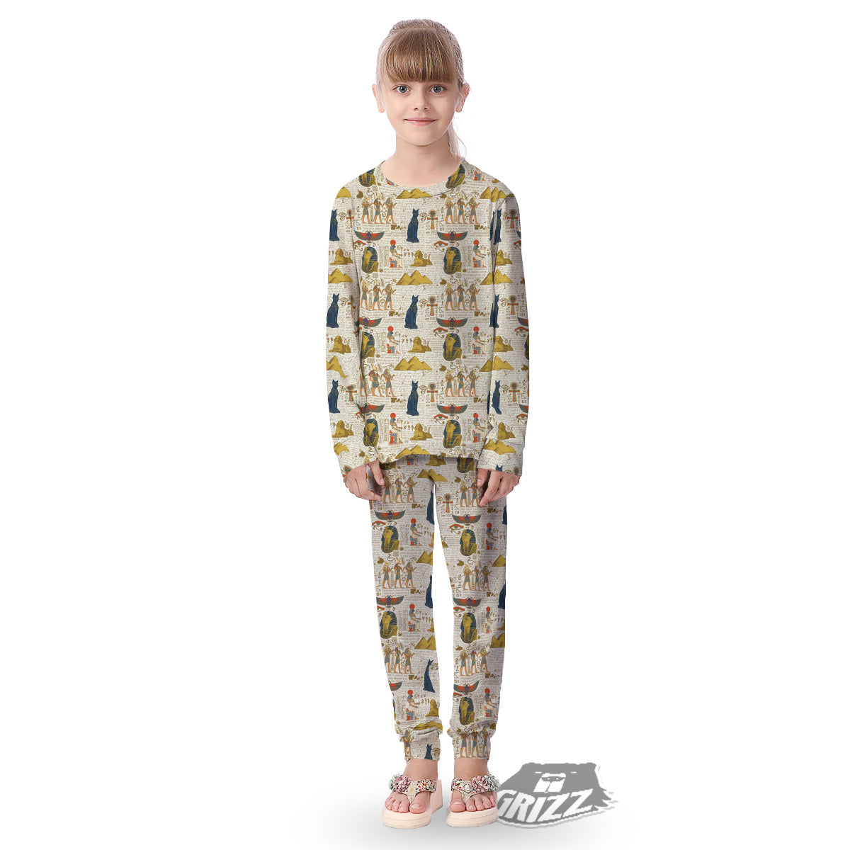 Ancient Egypt Text Print Pattern Kid's Pajamas-grizzshop