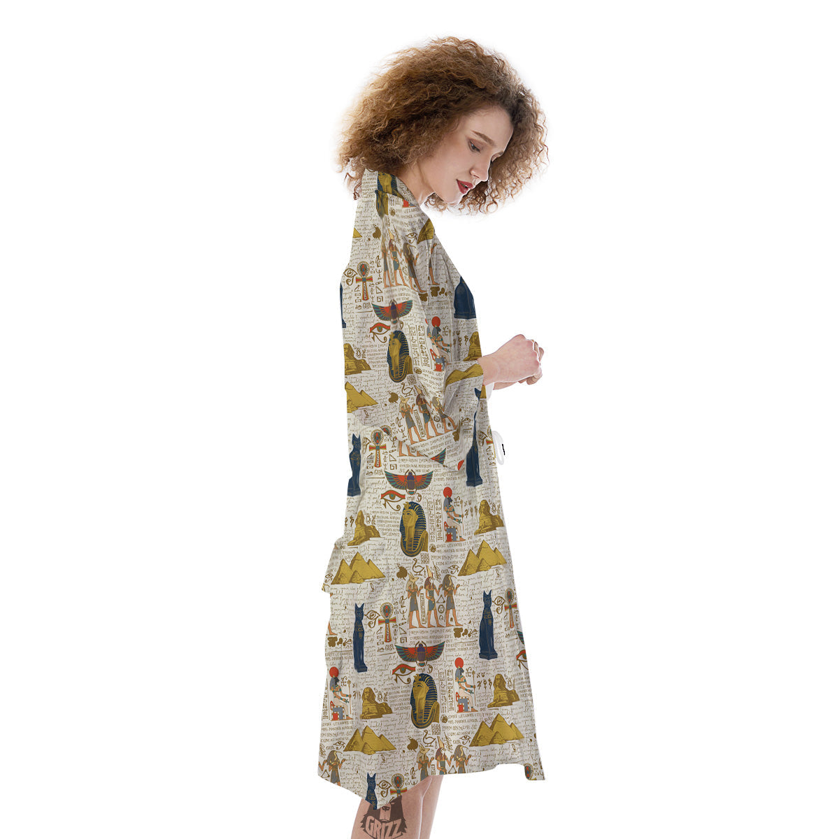 Ancient Egypt Text Print Pattern Kimono-grizzshop