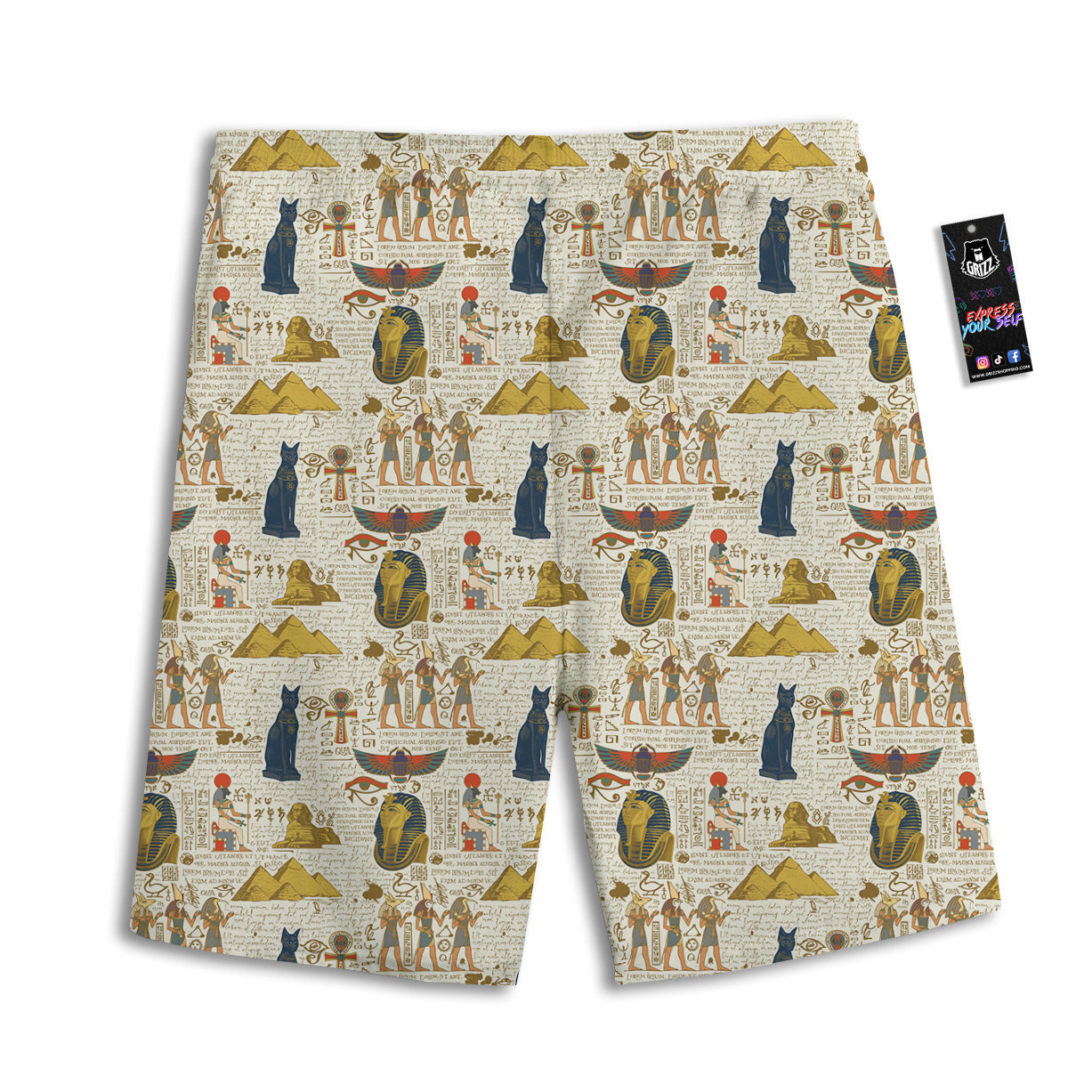 Ancient Egypt Text Print Pattern Men's Athletic Shorts