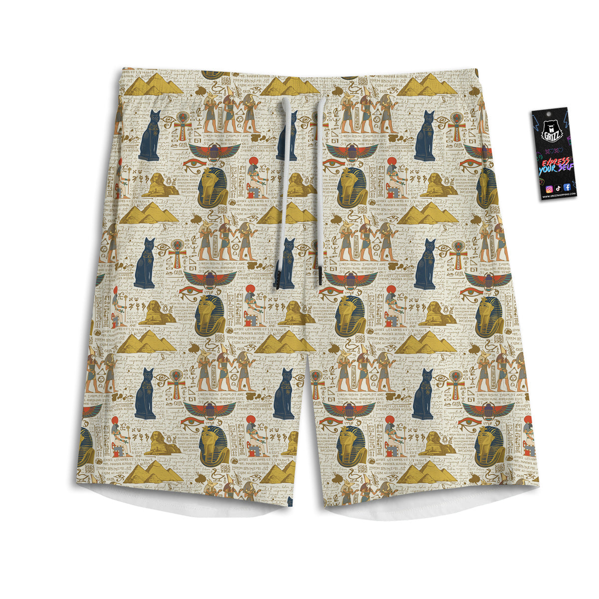Ancient Egypt Text Print Pattern Men's Athletic Shorts