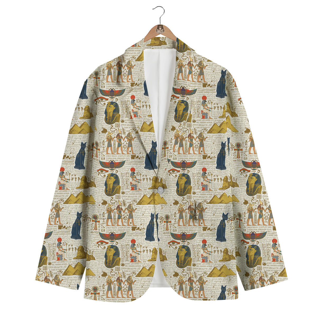 Ancient Egypt Text Print Pattern Men's Blazer-grizzshop