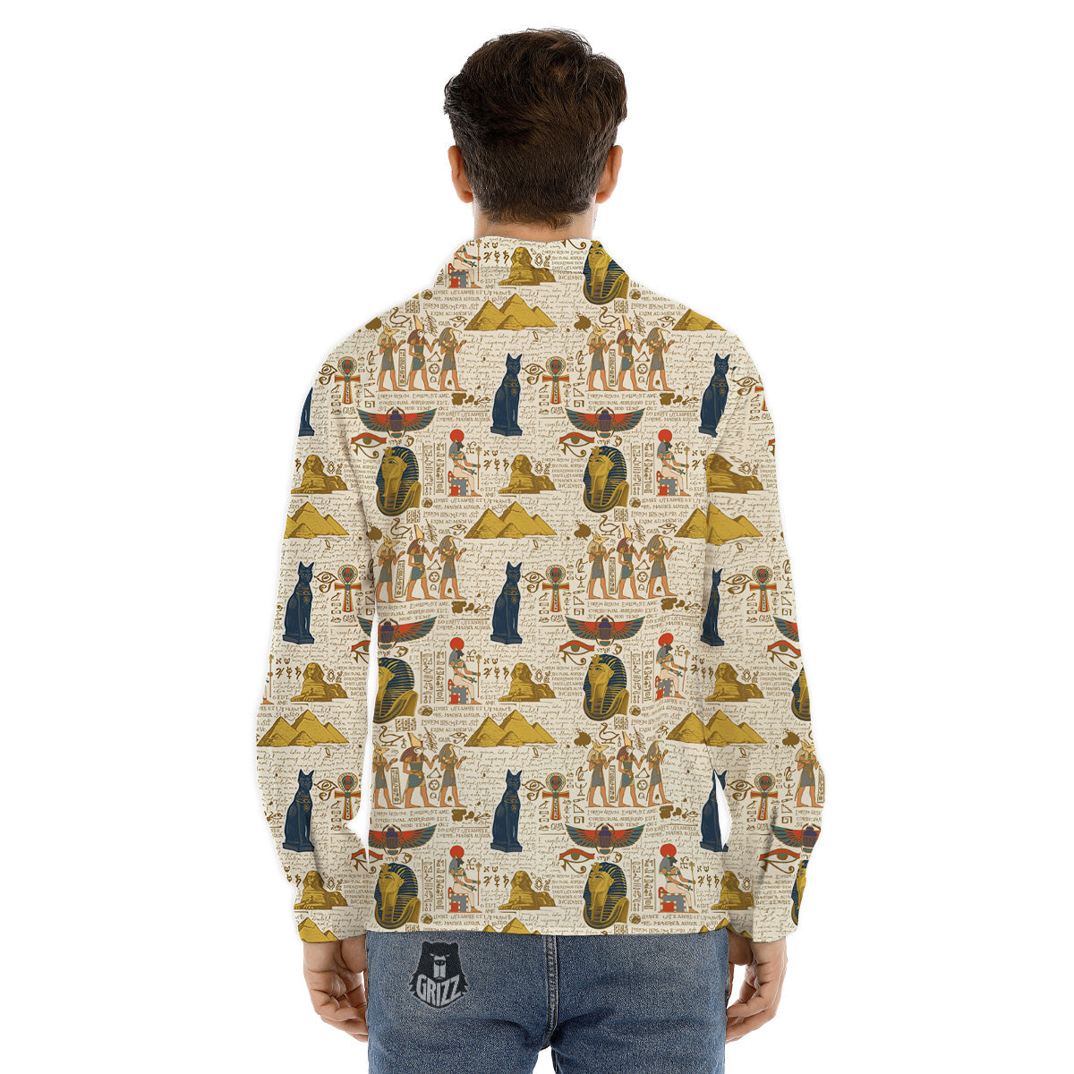 Ancient Egypt Text Print Pattern Men's Dress Shirts-grizzshop