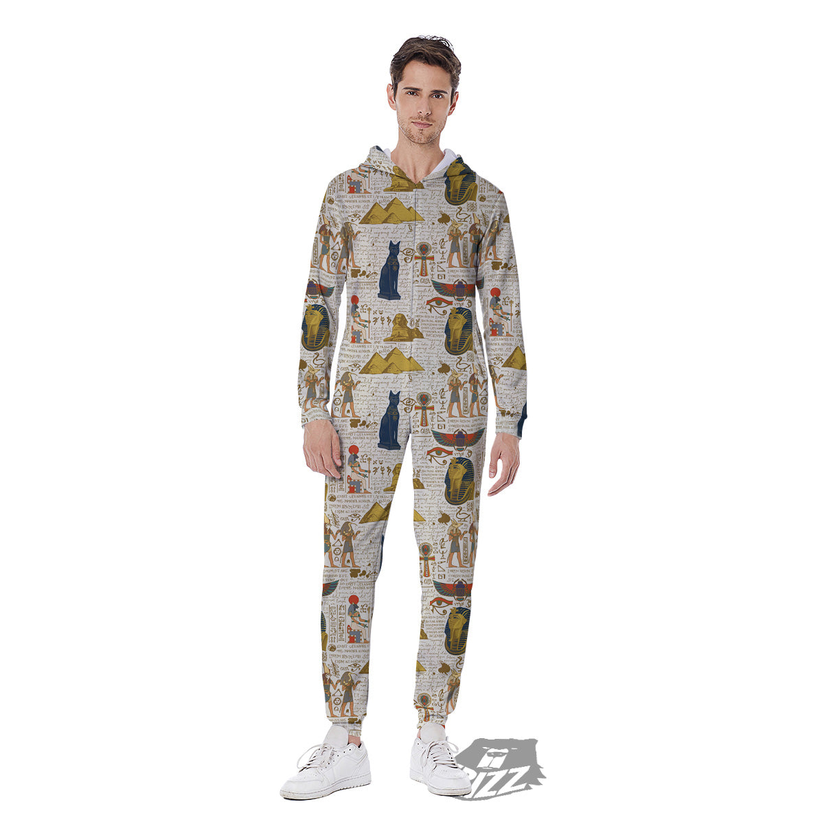 Ancient Egypt Text Print Pattern Men's Jumpsuit-grizzshop