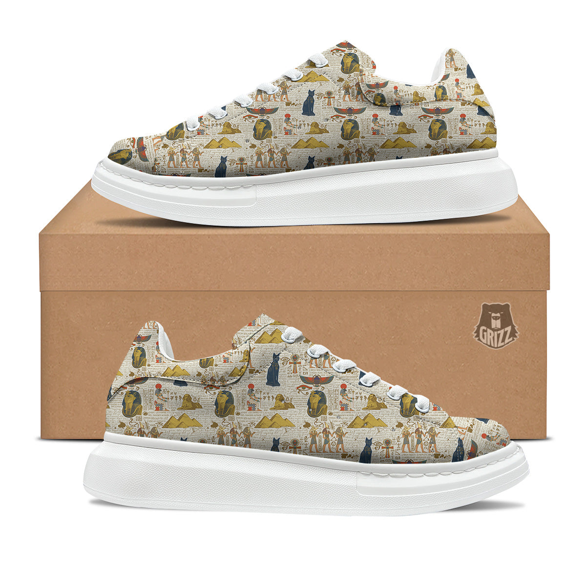 Ancient Egypt Text Print Pattern Platform Shoes-grizzshop