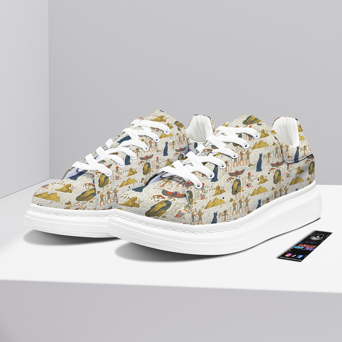 Ancient Egypt Text Print Pattern Platform Shoes-grizzshop