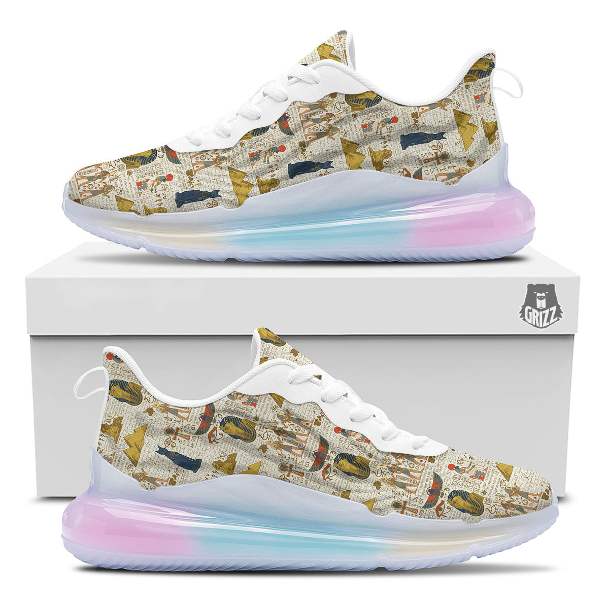 Ancient Egypt Text Print Pattern Running Sneakers-grizzshop