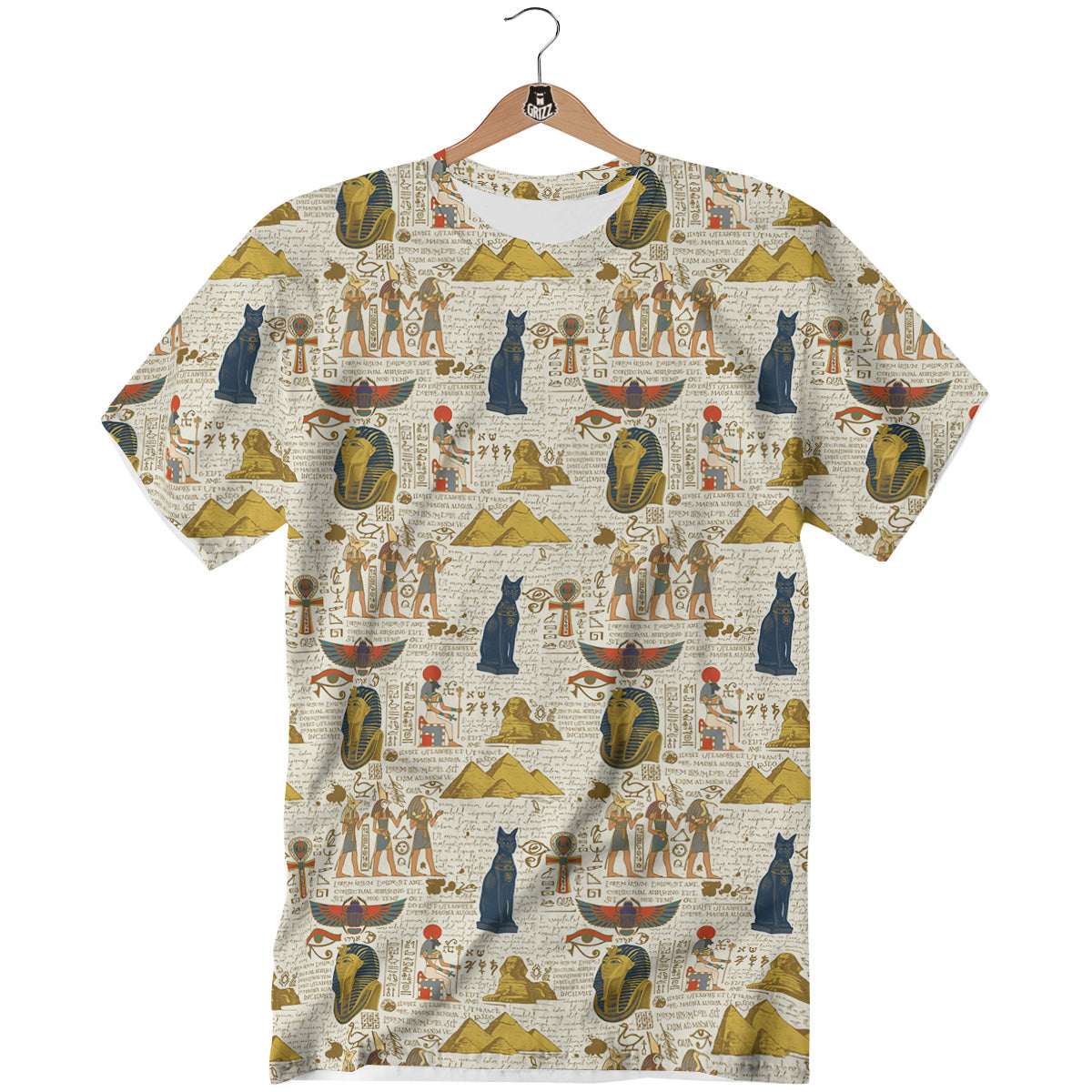 Ancient Egypt Text Print Pattern T-Shirt-grizzshop