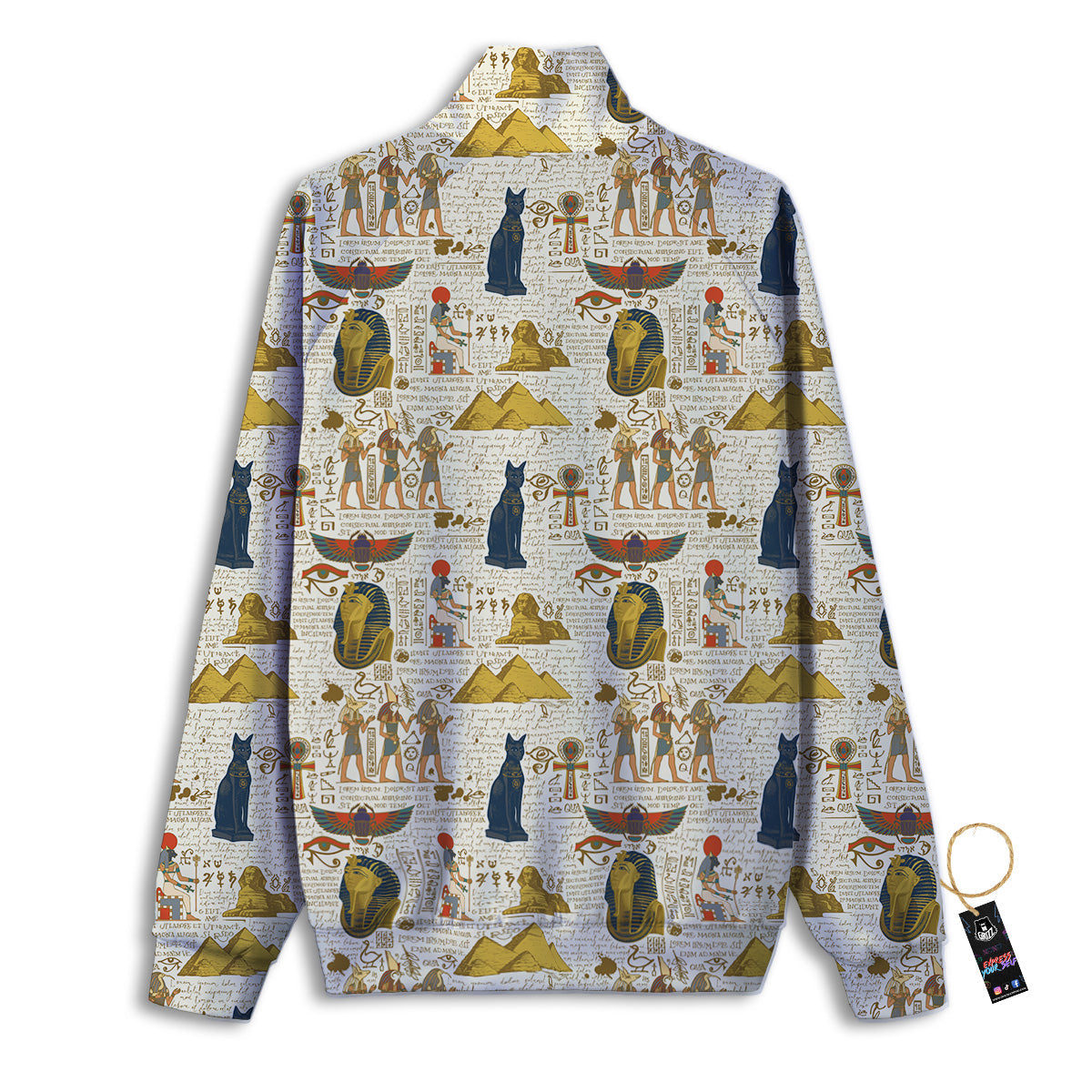Ancient Egypt Text Print Pattern Track Jacket-grizzshop