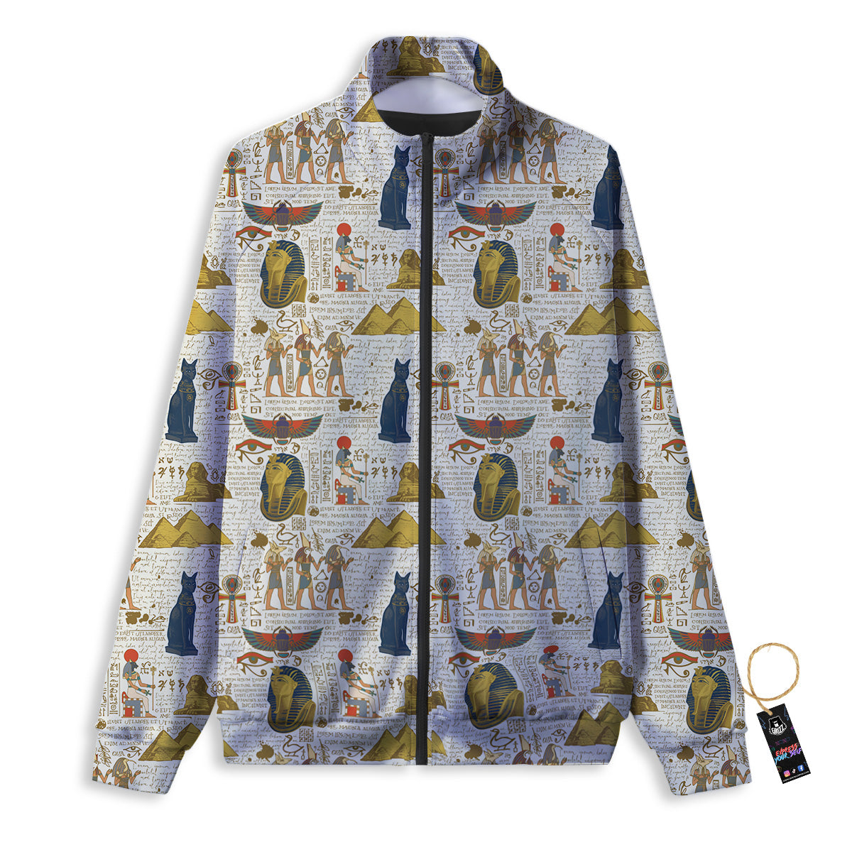 Ancient Egypt Text Print Pattern Track Jacket-grizzshop