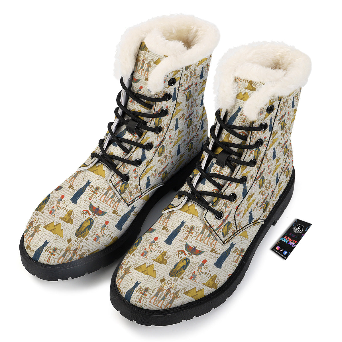 Ancient Egypt Text Print Pattern Winter Boots-grizzshop