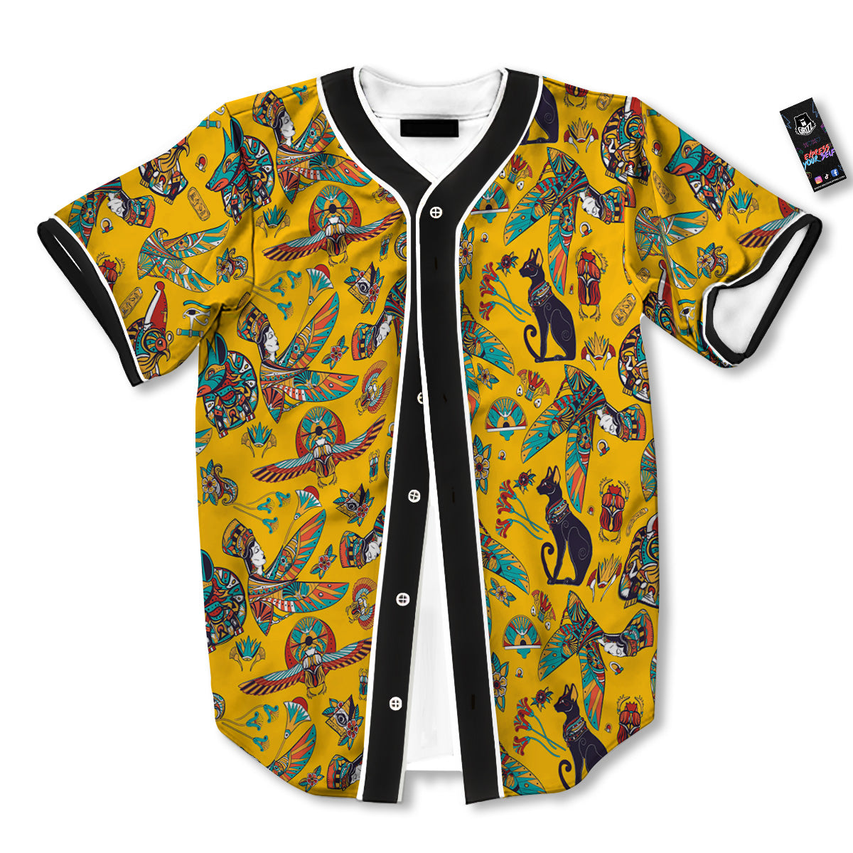 Ancient Egypt Yellow Print Pattern Baseball Jersey-grizzshop