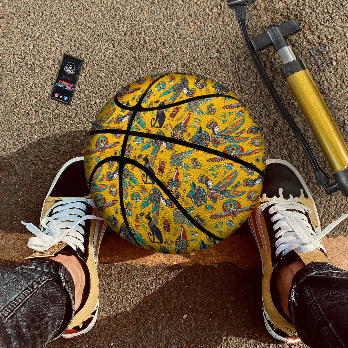 Ancient Egypt Yellow Print Pattern Basketball-grizzshop