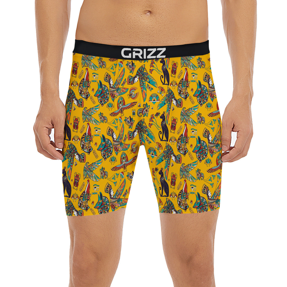 Ancient Egypt Yellow Print Pattern Boxer Briefs-grizzshop