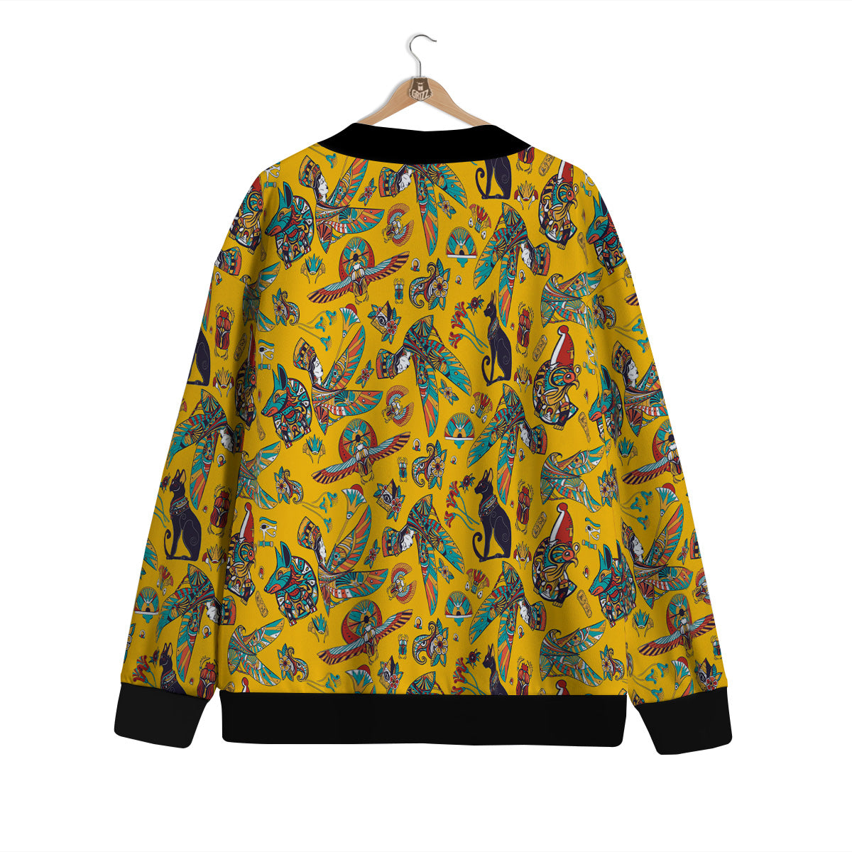 Ancient Egypt Yellow Print Pattern Cardigan-grizzshop