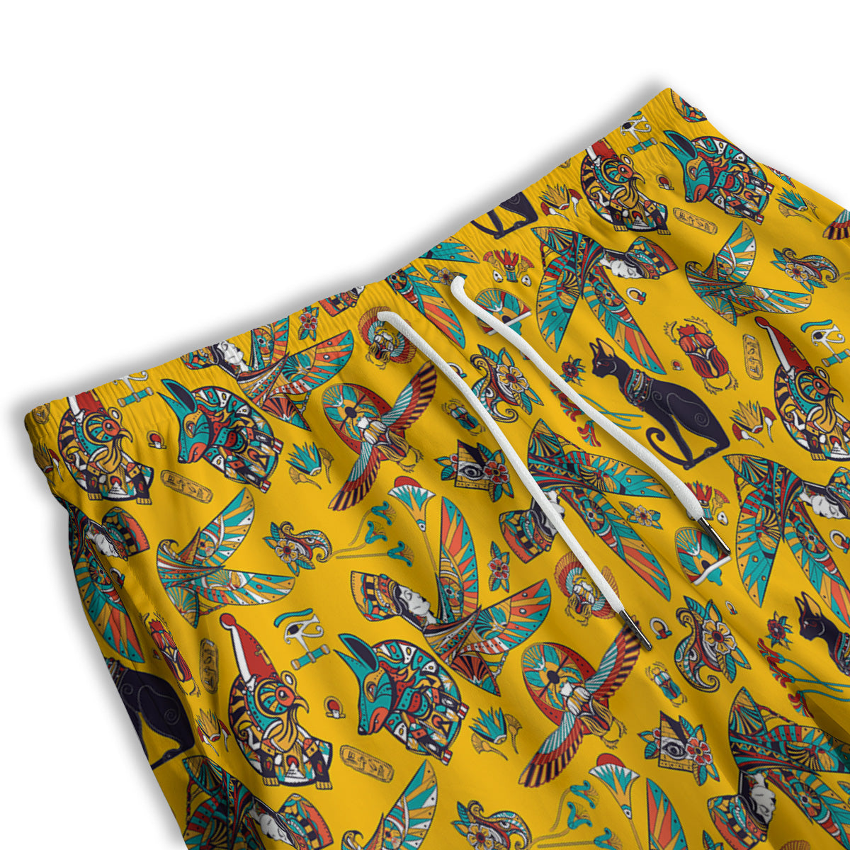 Ancient Egypt Yellow Print Pattern Men's Athletic Shorts
