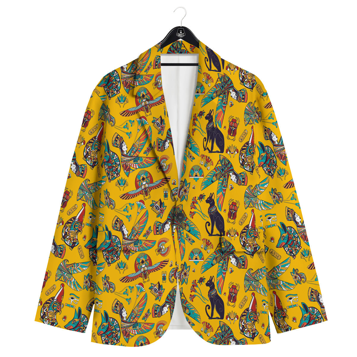 Ancient Egypt Yellow Print Pattern Men's Sport Coat-grizzshop