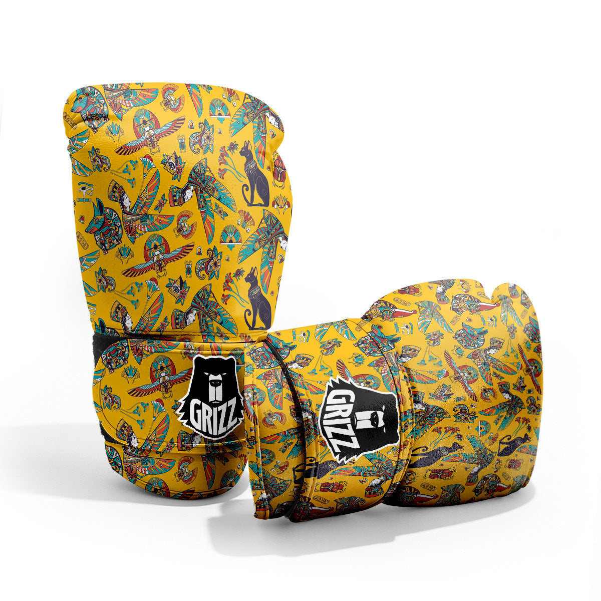 Ancient Egypt Yellow Print Pattern Pro Boxing Glove