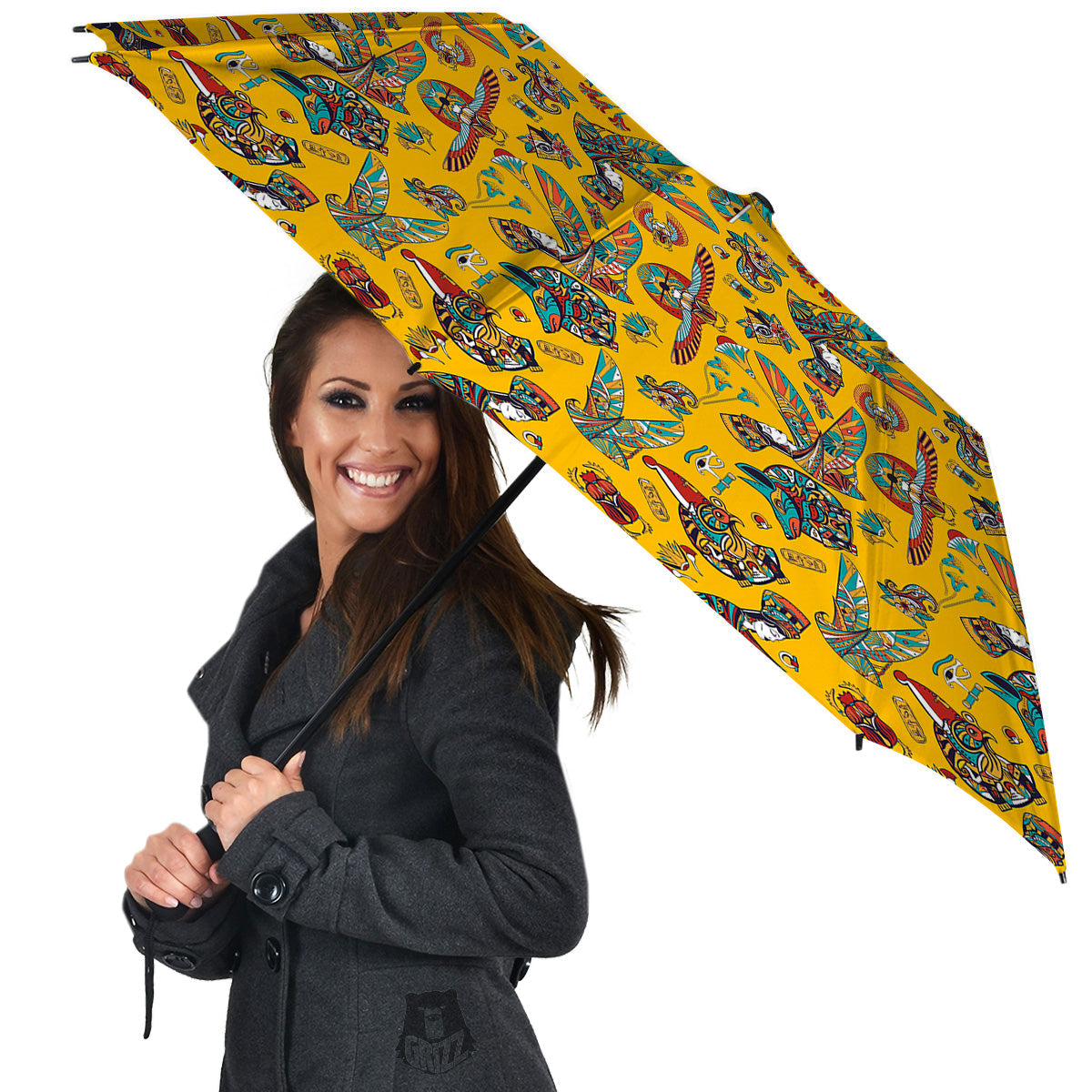 Ancient Egypt Yellow Print Pattern Umbrella-grizzshop