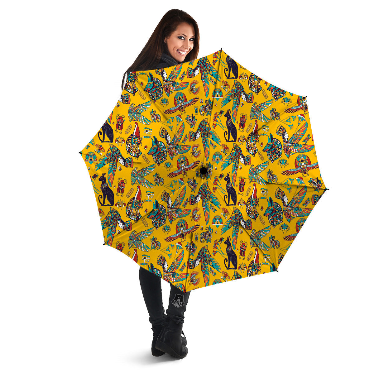 Ancient Egypt Yellow Print Pattern Umbrella-grizzshop