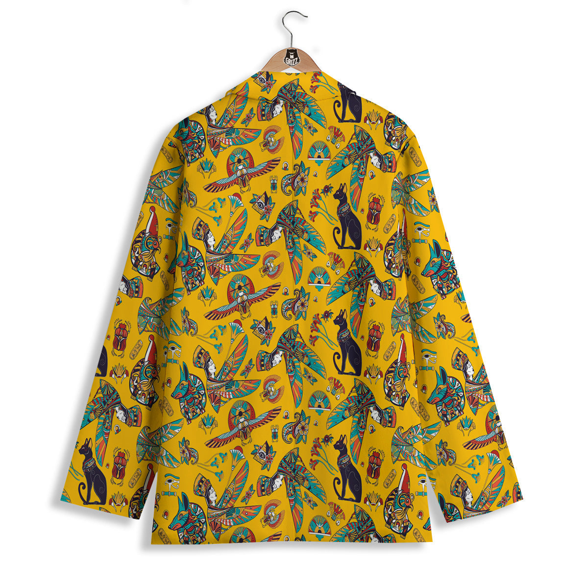 Ancient Egypt Yellow Print Pattern Women's Blazer-grizzshop