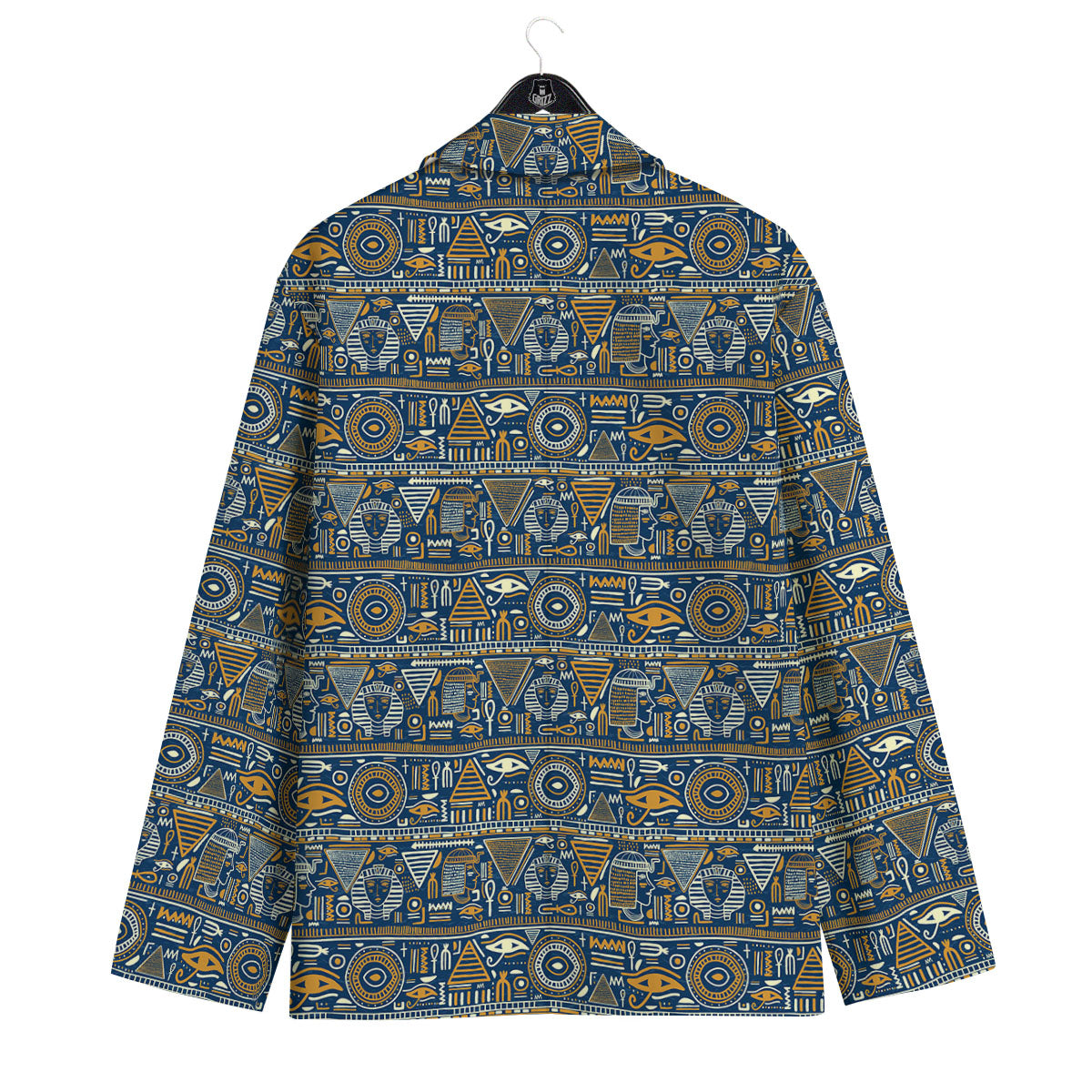 Ancient Egyptian Tribal Blue Print Pattern Men's Sport Coat-grizzshop