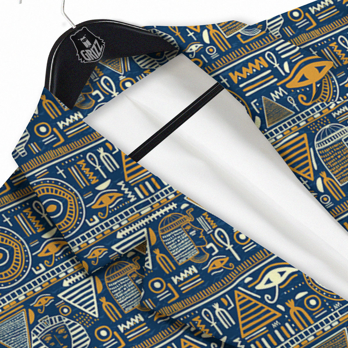 Ancient Egyptian Tribal Blue Print Pattern Men's Sport Coat-grizzshop