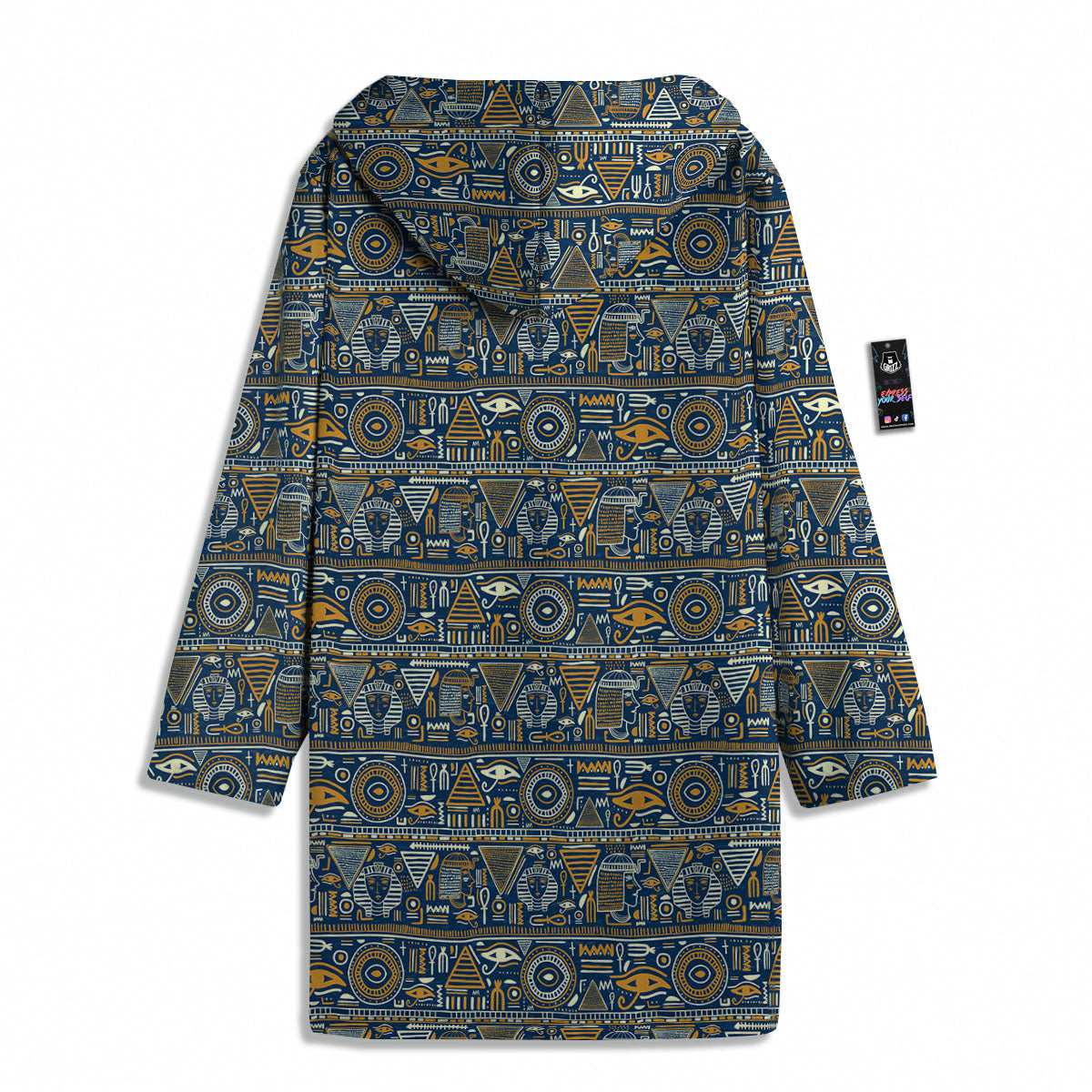 Ancient Egyptian Tribal Blue Print Pattern Men's Windbreaker Jacket-grizzshop